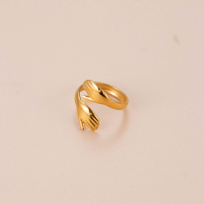 Basic Retro Gesture Heart Shape Snake Stainless Steel Criss Cross Plating 18k Gold Plated Open Ring