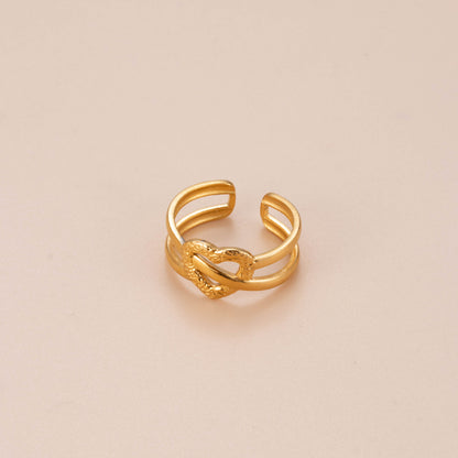 Basic Retro Gesture Heart Shape Snake Stainless Steel Criss Cross Plating 18k Gold Plated Open Ring