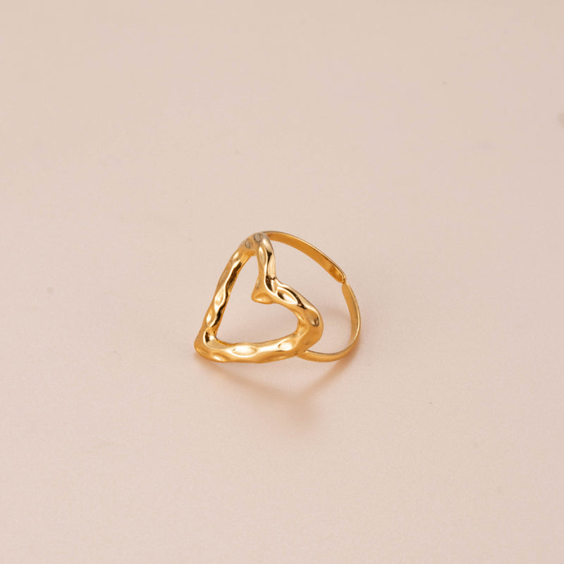 Basic Retro Gesture Heart Shape Snake Stainless Steel Criss Cross Plating 18k Gold Plated Open Ring