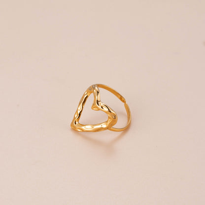 Basic Retro Gesture Heart Shape Snake Stainless Steel Criss Cross Plating 18k Gold Plated Open Ring