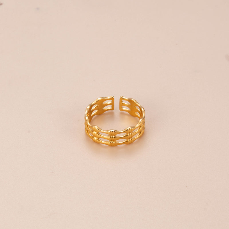 Basic Retro Gesture Heart Shape Snake Stainless Steel Criss Cross Plating 18k Gold Plated Open Ring