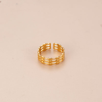 Basic Retro Gesture Heart Shape Snake Stainless Steel Criss Cross Plating 18k Gold Plated Open Ring