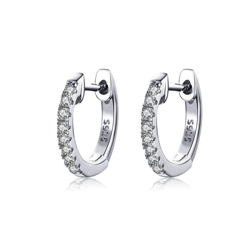 1 Pair Simple Style Solid Color Sterling Silver Plating Inlay Zircon Hoop Earrings