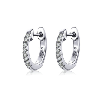 1 Pair Simple Style Solid Color Sterling Silver Plating Inlay Zircon Hoop Earrings