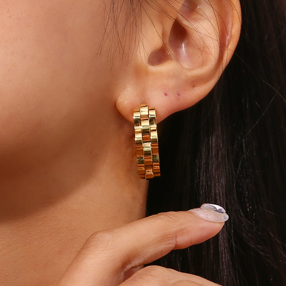 1 Pair Vintage Style Simple Style C Shape Plating Stainless Steel 18k Gold Plated Ear Studs