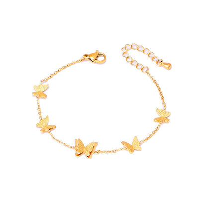 Casual Simple Style Star Flower Butterfly Titanium Steel Plating Inlay Shell Bracelets