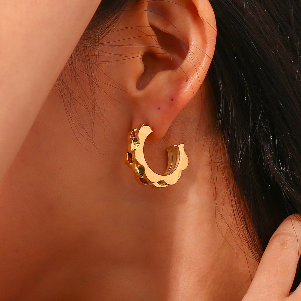 1 Pair Vintage Style Simple Style C Shape Plating Stainless Steel 18k Gold Plated Ear Studs