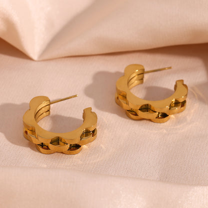 1 Pair Vintage Style Simple Style C Shape Plating Stainless Steel 18k Gold Plated Ear Studs