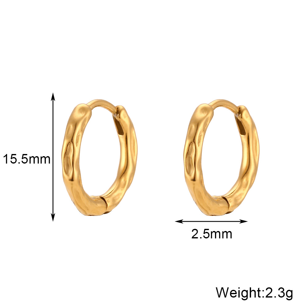 1 Pair Simple Style Round Plating Stainless Steel 18k Gold Plated Hoop Earrings