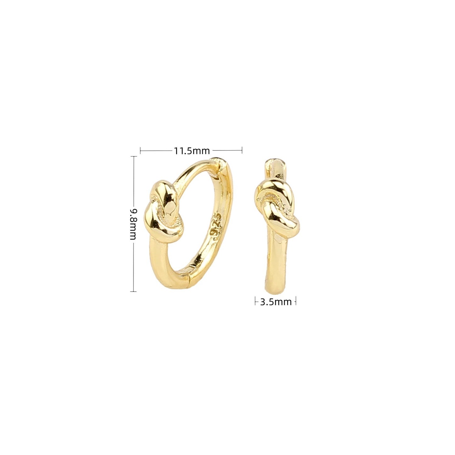 1 Pair Lady Simple Style Knot Sterling Silver Plating White Gold Plated Gold Plated Hoop Earrings