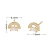 1 Pair Ins Style Semicircle Rectangle Sterling Silver Plating Inlay Zircon White Gold Plated Gold Plated Ear Studs