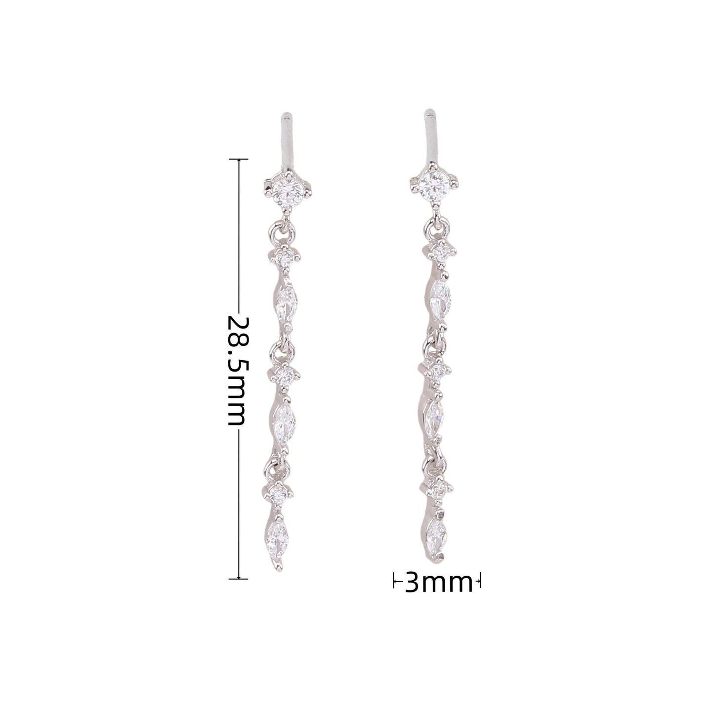 1 Pair Elegant Shiny Tassel Sterling Silver Plating Inlay Zircon White Gold Plated Gold Plated Drop Earrings