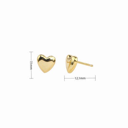 1 Pair Sweet Heart Shape Sterling Silver Plating White Gold Plated Gold Plated Ear Studs