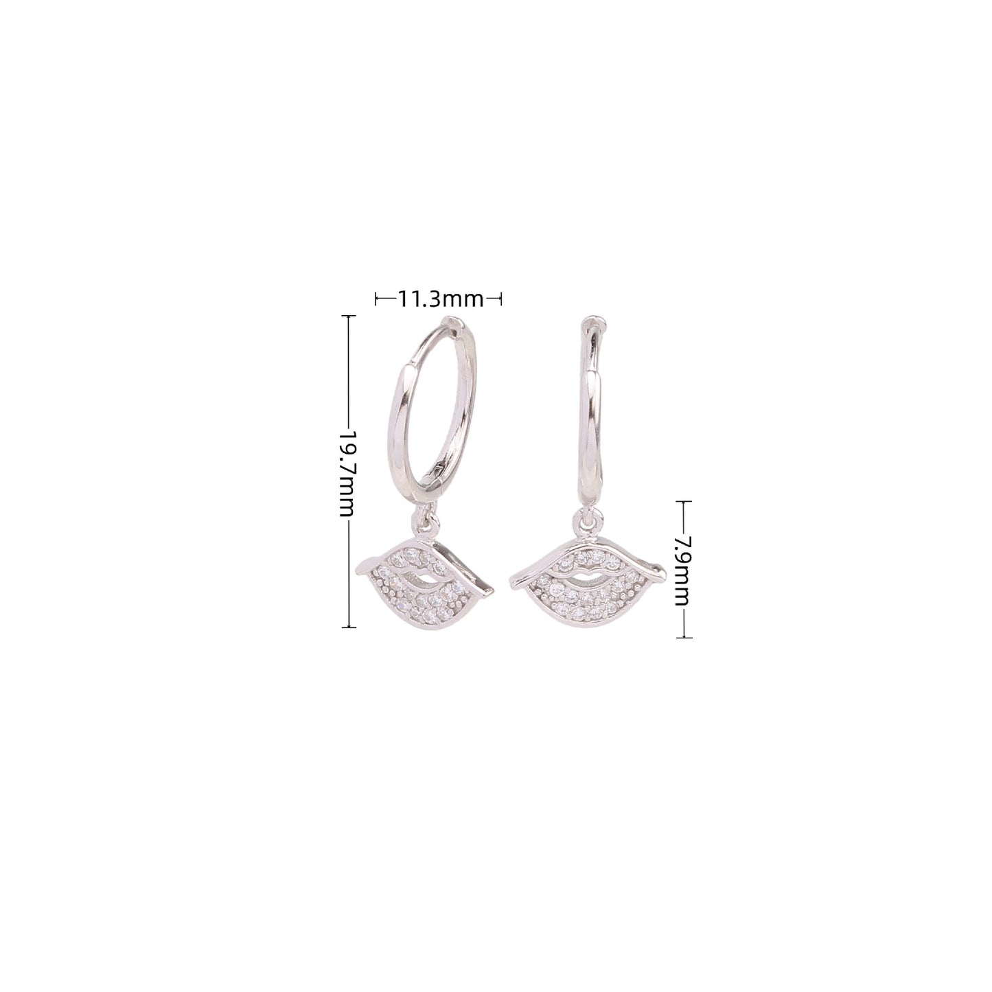 1 Pair Sweet Lips Sterling Silver Inlay Zircon White Gold Plated Gold Plated Drop Earrings