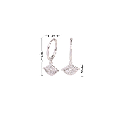 1 Pair Sweet Lips Sterling Silver Inlay Zircon White Gold Plated Gold Plated Drop Earrings