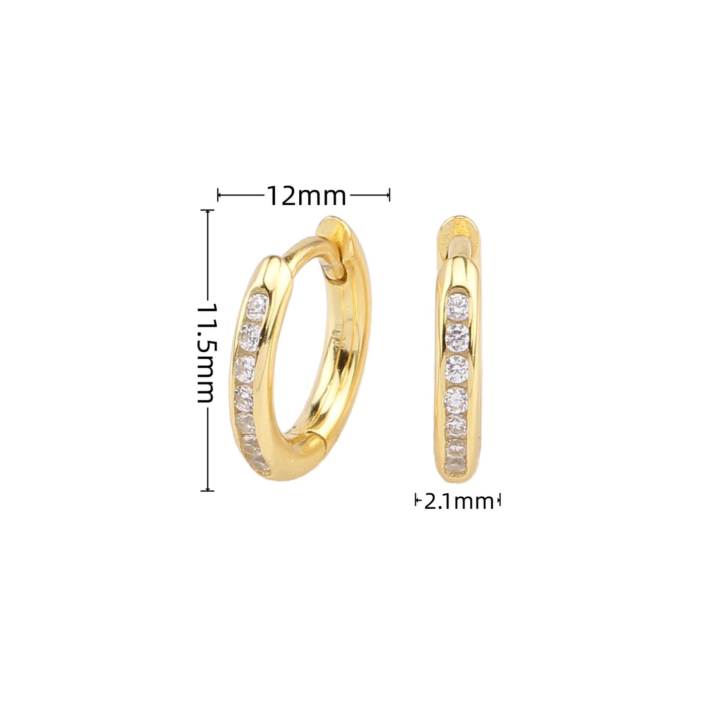 1 Pair Retro Simple Style Round Sterling Silver Plating Inlay Zircon White Gold Plated Gold Plated Earrings