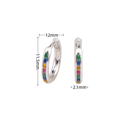 1 Pair Retro Simple Style Round Sterling Silver Plating Inlay Zircon White Gold Plated Gold Plated Earrings