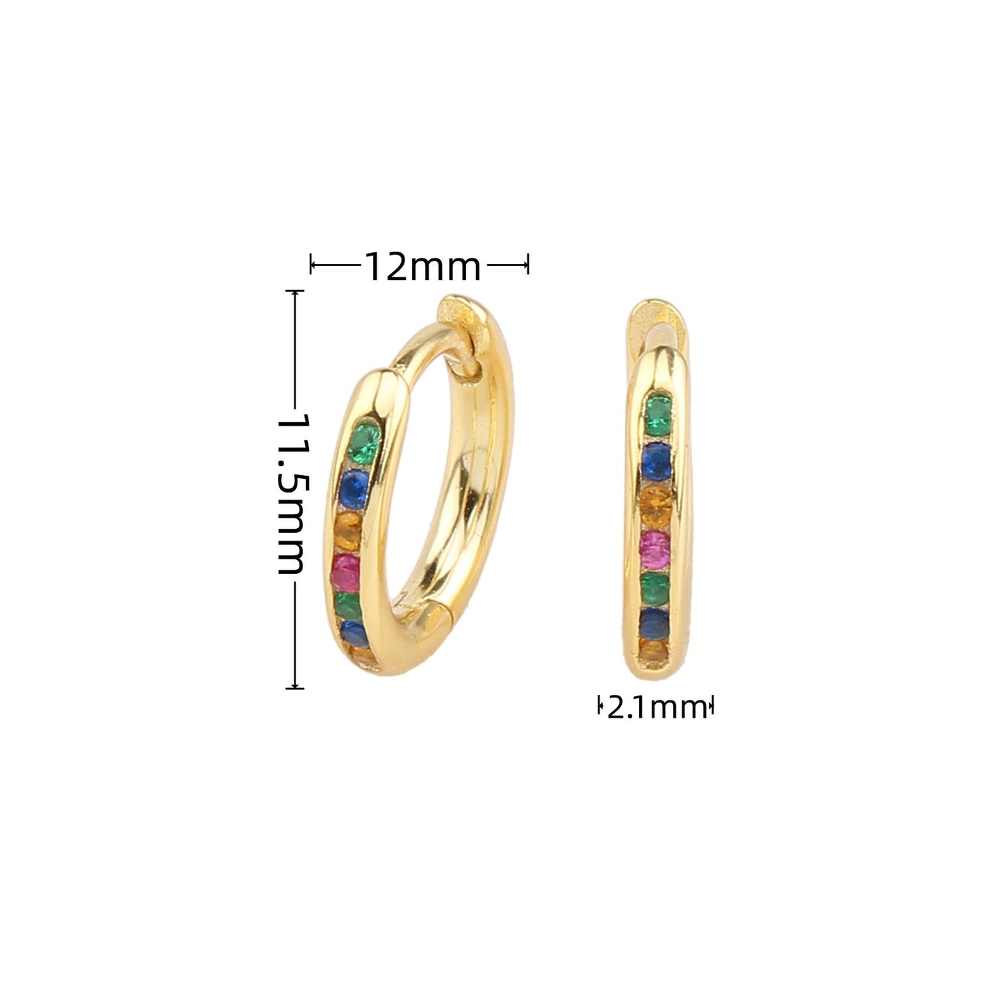 1 Pair Retro Simple Style Round Sterling Silver Plating Inlay Zircon White Gold Plated Gold Plated Earrings