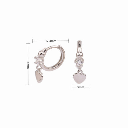 1 Pair Basic Sweet Heart Shape Sterling Silver Plating Inlay Zircon Drop Earrings