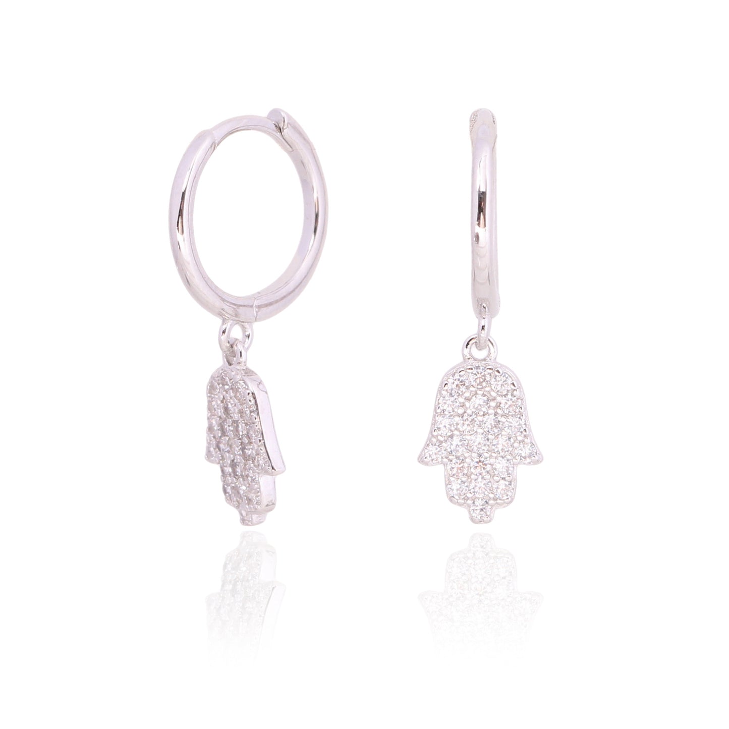 1 Pair Elegant Simple Style Palm Sterling Silver Plating Inlay Zircon Drop Earrings