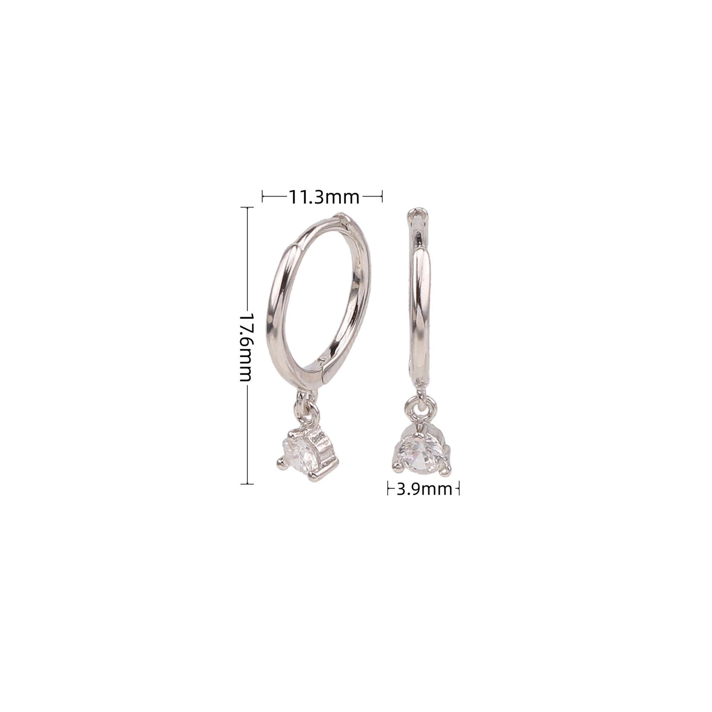 1 Pair Simple Style Geometric Inlay Sterling Silver Zircon Drop Earrings