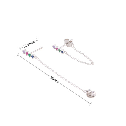 1 Pair Ins Style Simple Style Geometric Sterling Silver Plating Inlay Zircon Drop Earrings