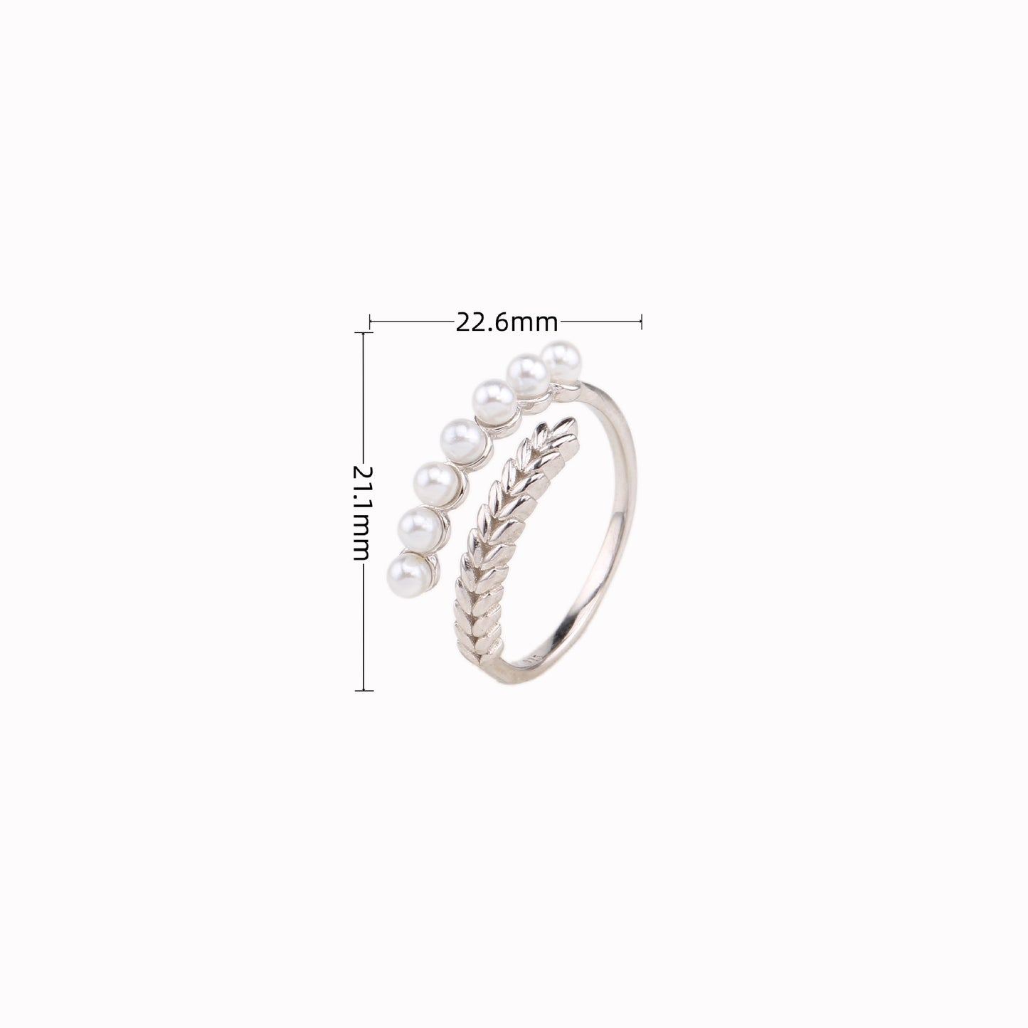 Wholesale Casual Pastoral Grain Sterling Silver Artificial Pearls Open Ring