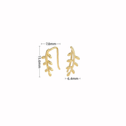 1 Pair Simple Style Leaf Sterling Silver Plating White Gold Plated Gold Plated Ear Clips