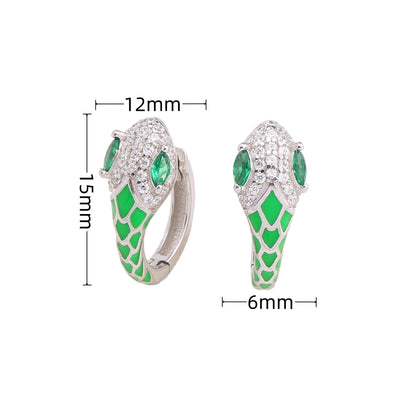 1 Pair Retro Classic Style Snake Sterling Silver Enamel Plating Inlay Zircon White Gold Plated Gold Plated Hoop Earrings