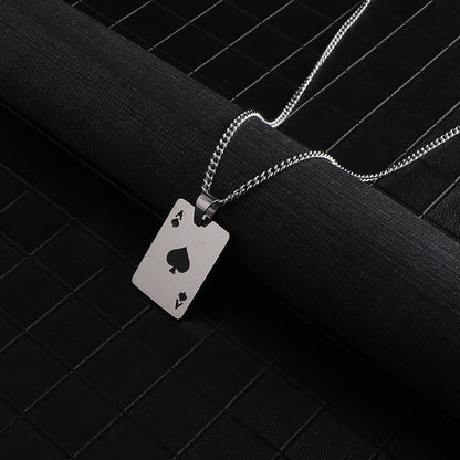 Hip-Hop Poker Stainless Steel Alloy Titanium Steel Plating Unisex Pendant Necklace Long Necklace