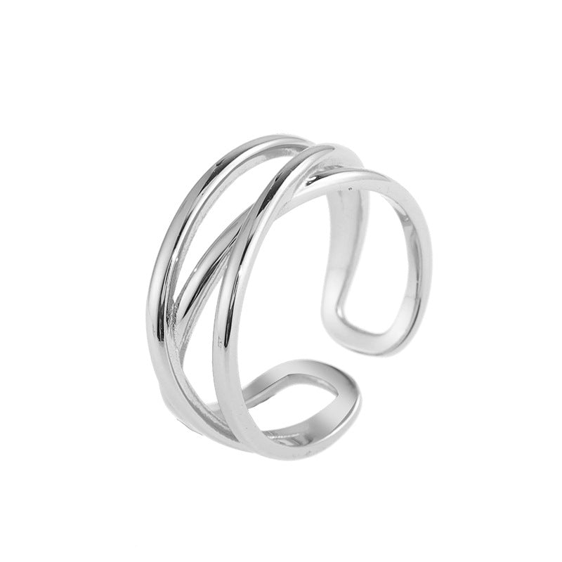 Wholesale Simple Style Commute Solid Color Sterling Silver Open Ring