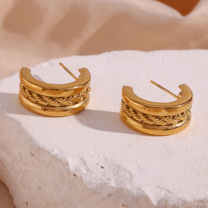 1 Pair Simple Style C Shape Plating Stainless Steel 18k Gold Plated Ear Studs