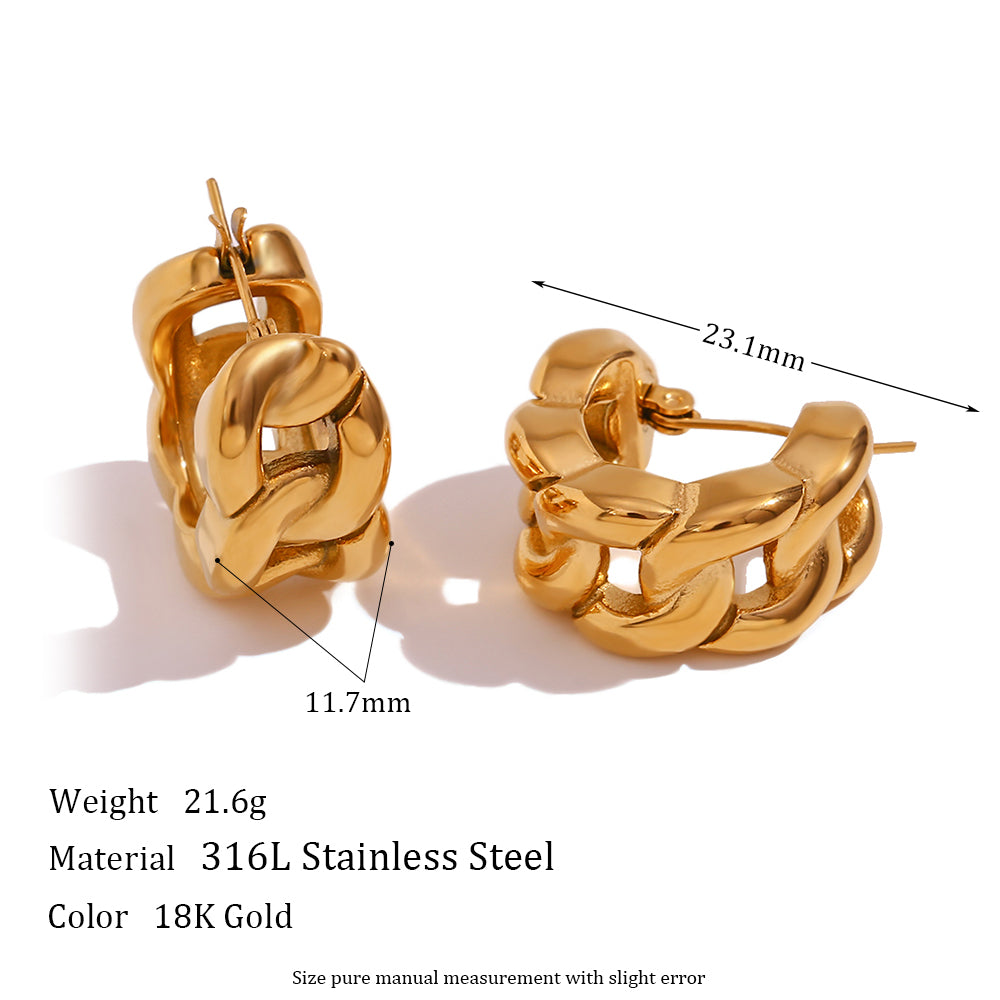 1 Pair Simple Style U Shape Stainless Steel Plating 18k Gold Plated Earrings