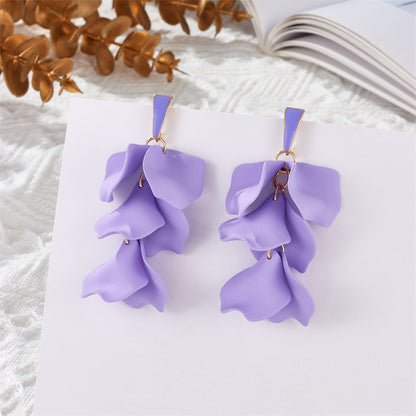 Sweet Simple Style Petal Arylic Stoving Varnish Women's Drop Earrings