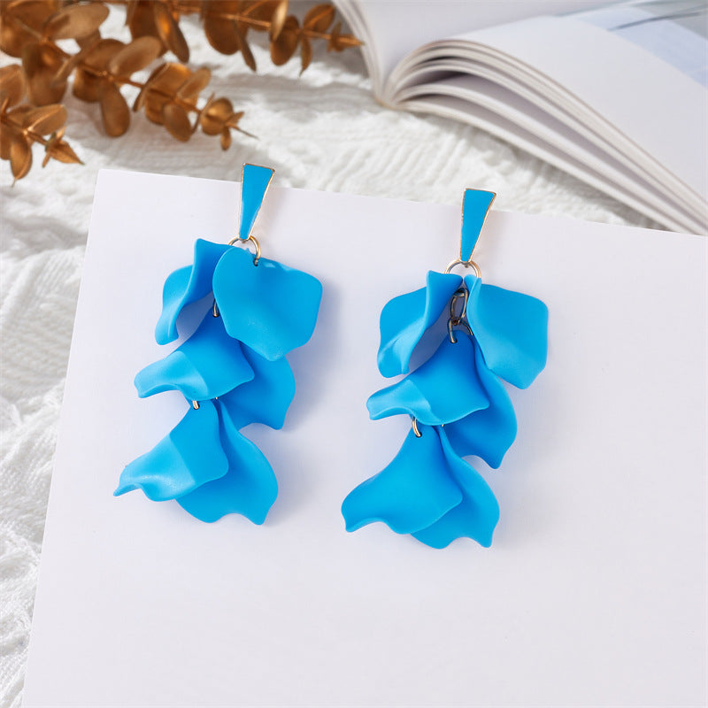 Sweet Simple Style Petal Arylic Stoving Varnish Women's Drop Earrings