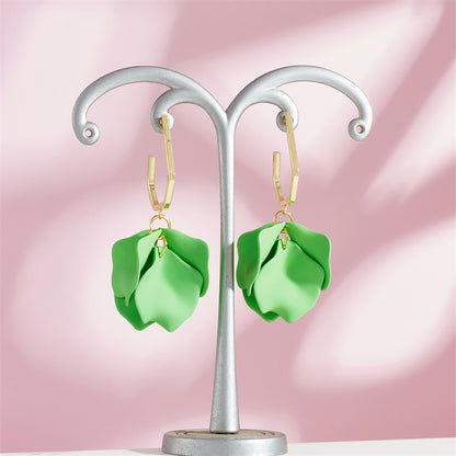 1 Pair Casual Vacation Petal Stoving Varnish Arylic Drop Earrings