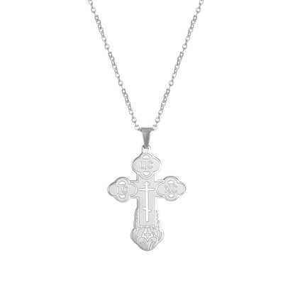 Retro Simple Style Cross Stainless Steel Plating Pendant Necklace