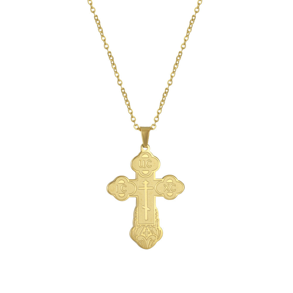 Retro Simple Style Cross Stainless Steel Plating Pendant Necklace