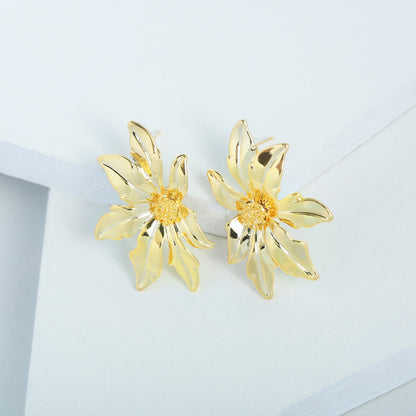 Sweet Tassel Flower Alloy Plating Women's Drop Earrings Ear Studs