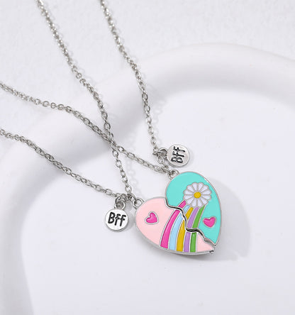 Cute Letter Heart Shape Alloy Enamel Plating Children Unisex Pendant Necklace