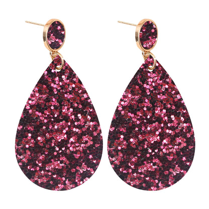 1 Pair Retro Water Droplets Pu Leather Drop Earrings