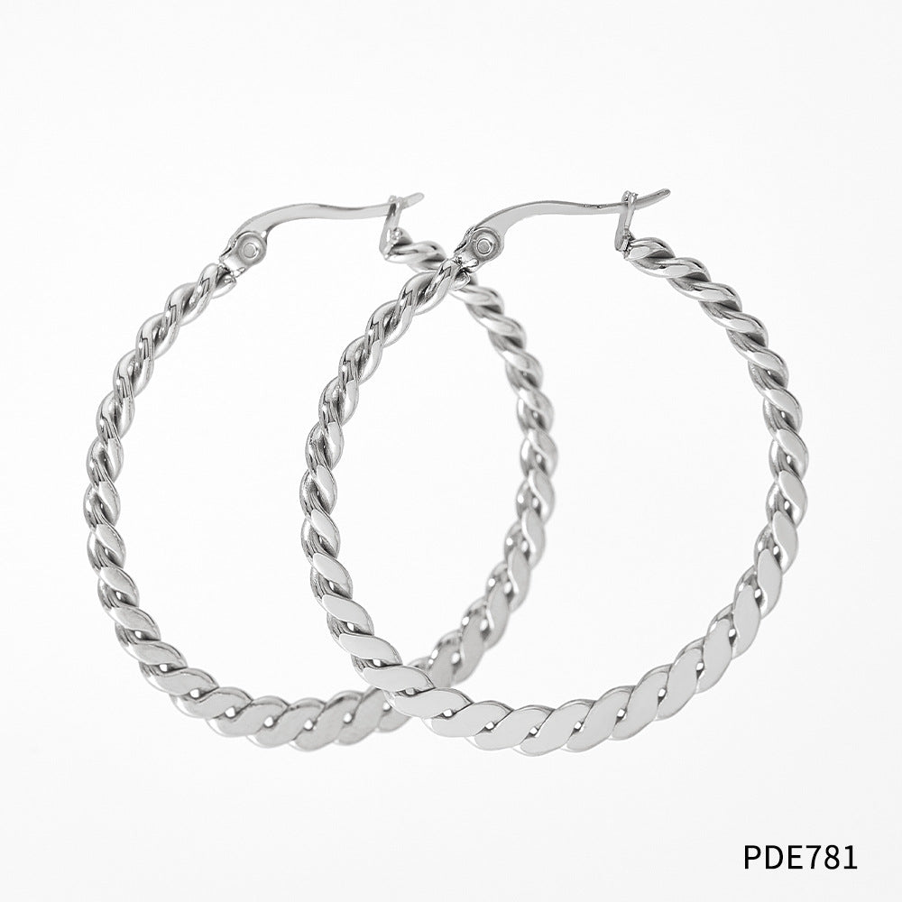 1 Pair Streetwear Circle Stainless Steel Plating Hoop Earrings