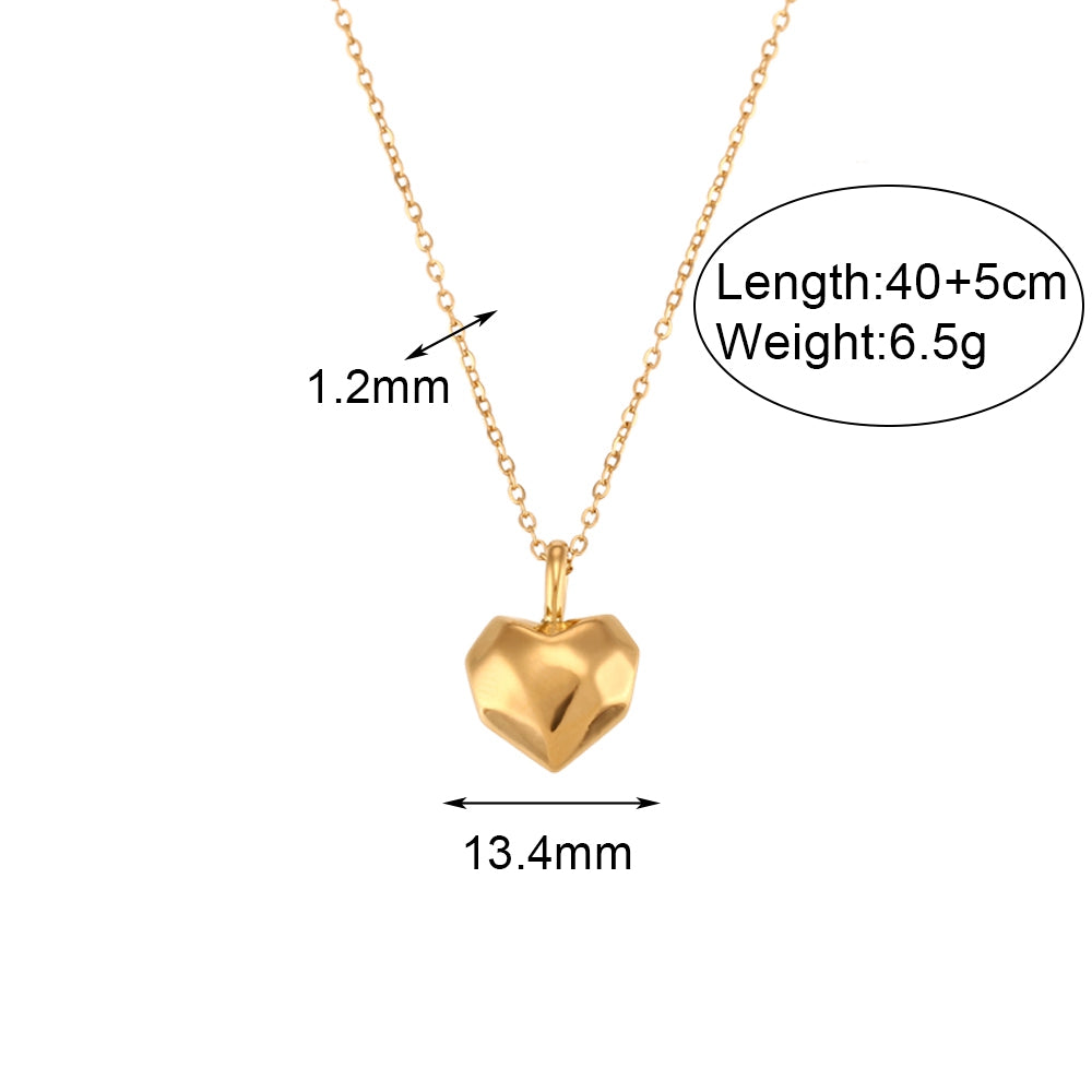 French Style Simple Style Heart Shape Stainless Steel Plating 18k Gold Plated Earrings Necklace