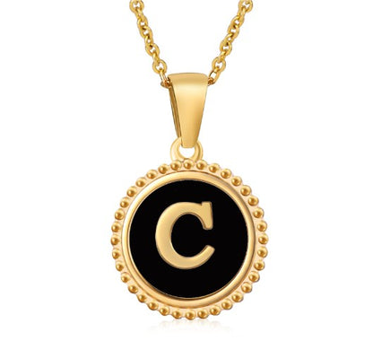 Fashion Letter Titanium Steel Enamel Plating Pendant Necklace 1 Piece