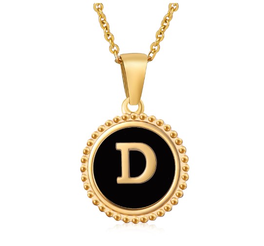 Fashion Letter Titanium Steel Enamel Plating Pendant Necklace 1 Piece