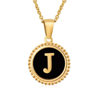 Fashion Letter Titanium Steel Enamel Plating Pendant Necklace 1 Piece