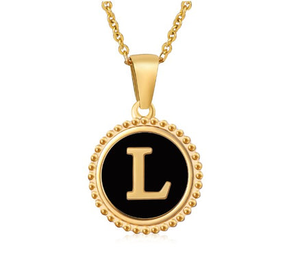 Fashion Letter Titanium Steel Enamel Plating Pendant Necklace 1 Piece