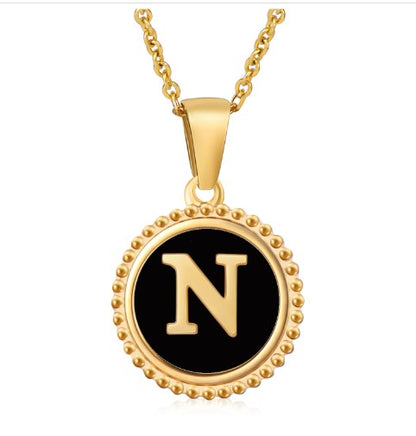 Fashion Letter Titanium Steel Enamel Plating Pendant Necklace 1 Piece