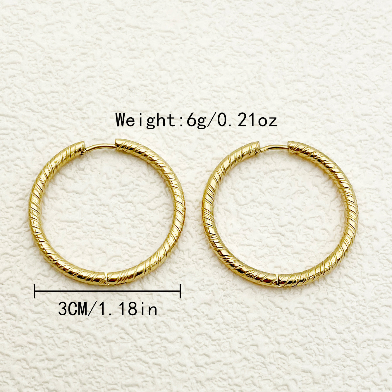 1 Pair Simple Style Round Plating Stainless Steel 18k Gold Plated Hoop Earrings