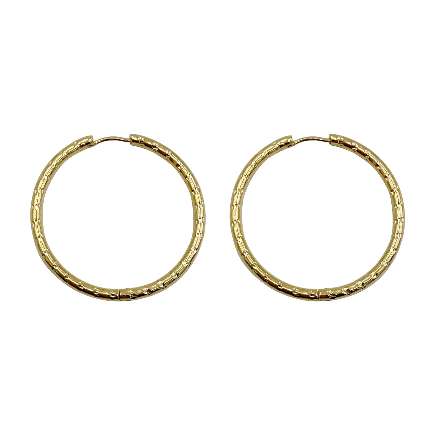 1 Pair Simple Style Round Stainless Steel Metal Polishing Plating Gold Plated Hoop Earrings